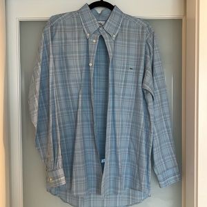 Men’s Lacoste plaid collared button-down, long sleeve shirt